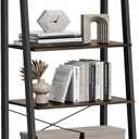 VASAGLE BARNET Collection - Ladder Shelf, Bookshelf, Storage Rack, Modern Bookcase for Living Room Home Office Kitchen, Steel Frame, 4-Tier, 22-Inch Wide, Hickory Brown and Ink Black ULLS44BF