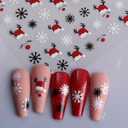 2 x Christmas Nail Stickers Decals - 3D Reindeer, Snowflakes, Santa Hat Designs with Gold, Silver, Green & Red Foil Embossed Effect, 4 Sheets for Holiday Nail Art