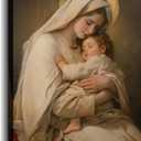 KPLUNDO Virgin Mary Wall Art Mother Mary Hold Baby Jesus Canvas Prints Religious Wall Decor Christian Artwork Home Decor for Living Room Bedroom Bathroom Office,12.00x18.00 inch