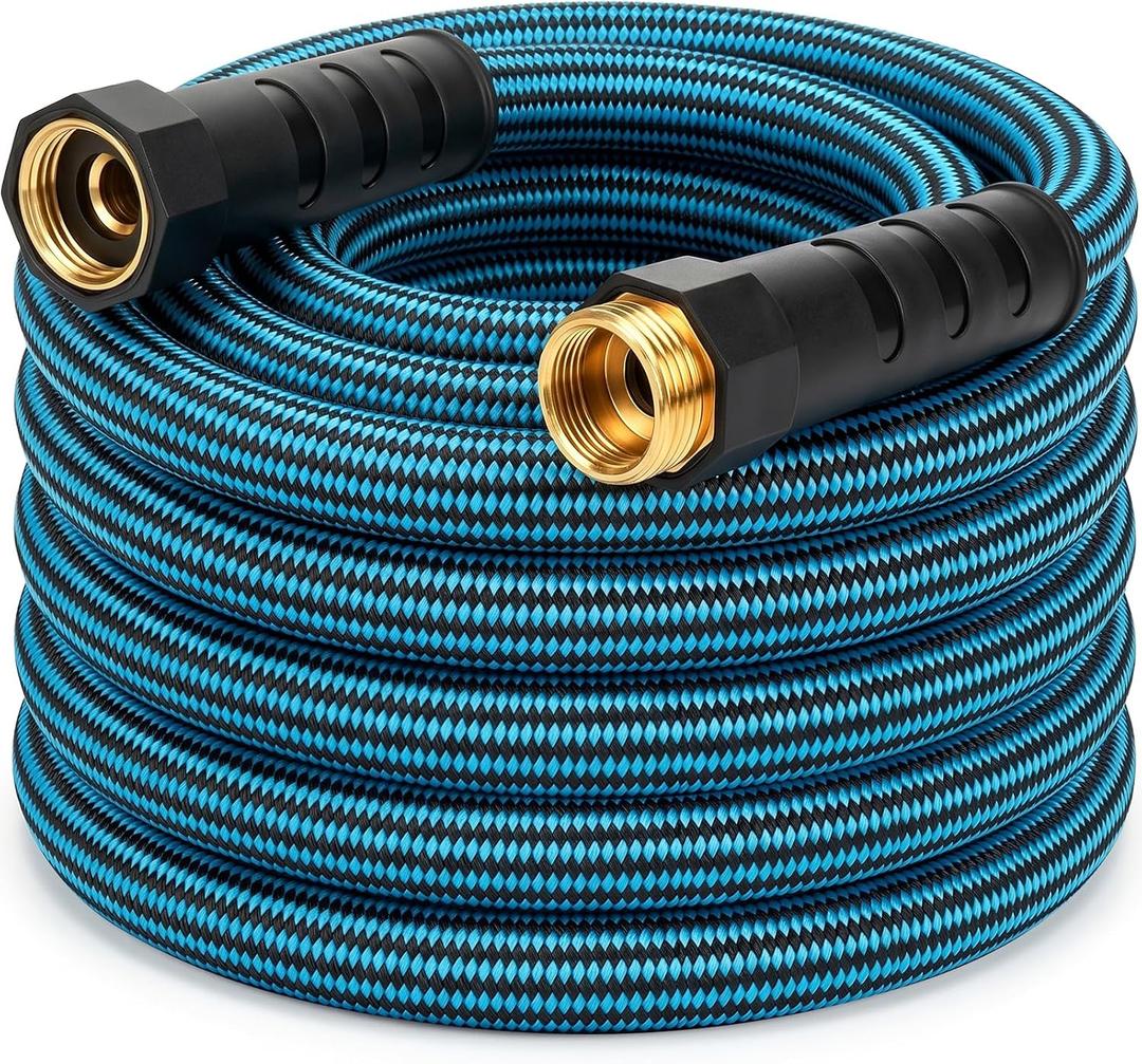 NON-EXPANDABLE Garden Hose 25 ft, Heavy Duty Flexible Water Hose, Kink Resistant Lightweight Hybrid Hose with Durable Fabric Skin, Leakproof Hose Male to Female Fittings