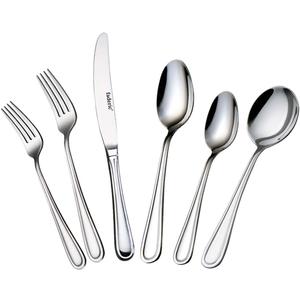 faderic Silverware set, Stainless Steel Flatware Cutlery Set 24 Pieces Set for 4, KnivesFork And Spoons SetSilver