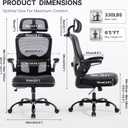 330Lbs Ergonomic Office Chair with 3D Headrest, Home Office Desk Chairs with Adjustable Lumbar Support,Flip-up Armrests, Thickened Cushion Breathable Mesh Design for Long-time Sitting