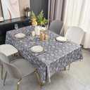 Pioggia Vinyl Tablecloth with Flannel Backed Rectangle Waterproof Oil-Proof PVC Table Cloth Wipeable Spill-Proof Plastic Table Cover for Indoor and Outdoor