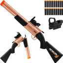 Toy Gun Double Barrel Shotgun Toy,with 20 Soft Bullet Darts, Toy Foam Blaster Foam Dart Blaster with Scope for Kids, Youth, Teen, Boys-Holiday for 8-12 Year (Gold)