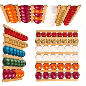 K Cup Holder, Wooden Coffee Pod Holder,10 PCS Under Cabinets Wall Mounte Vertically/Horizontally, Coffee Pod Storage for Coffee Shop Desktop Office and Kitchen, Bamboo Wood