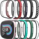10-Pack Tempered Glass Screen Protector with Hard PC Case Compatible with Fitbit Versa 4/Sense 2, All-Around Protective Screen Full Cover Bumper Compatible for Fitbit Sense 2/Versa 4 Smart Watch