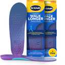 2 x Dr. Scholl's Walk Longer Insoles - Comfortable Plush Foam Cushioning Inserts for Walking, Hiking, and Standing on Feet All-Day with Arch Support - Walk 50% Longer Without Muscle Fatigue