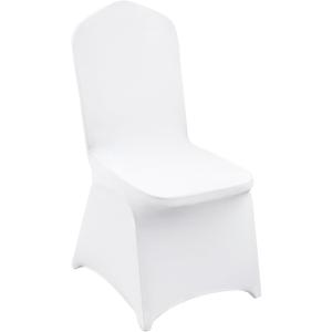 VEVOR 12 Pcs Flat-Front Chair Covers Polyester Spandex Chair Cover Stretch Slipcovers, Wedding, Holiday, Banquet, Party, Celebration, Dining, White