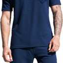 TUVEKE Men's Polo Shirt and Shorts Set Casual Waffle Knit Tracksuit Set for Men Summer Outfits 2 Piece Short Set (M)