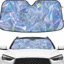 Holographic Windshield Sun Shade Car Windshield Holographic Car Window Shades Accordion Blocks UV Rays Visor Protector Folding Sun Reflector Auto Sunshade for Truck SUV (C03)
