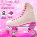 Roller Skate for Women Girls and Kids, High-top Double Row-Classic Rollerskates Size 5 6 7 8 9 10 11 and Youth Size 2 3, Indoor Outdoor Roller Skates for Beginner Ladies with Light-up Wheels (Rose Red)