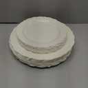 Sparkle and Bash 60 Cream Plastic Party Plates - Includes 30 9.8-Inch Dinner & 30 7.5-Inch Dessert - Vintage Floral Border & Gold Trim - Disposable Plastic Plates for Weddings, Showers & Events