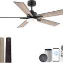 Lorpies 52 Smart Ceiling Fan with Lights Remote,Ultra Silent DC Motor,Control via Alexa Google Voice App Wifi,Outdoor Indoor Modern Ceiling Fans for Bedroom Patio Porch,Dimmable,Black Walnut Brown
