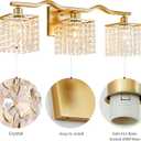 WUZUPS 3-Light Bathroom Light Fixture Over Mirror Morden Vanity Wall Sconces Light Clear Crystal Drop for Bedroom Living Room, E12 Base, Gold