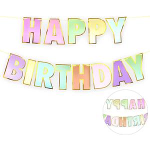 Double-Sided Colorful Happy Birthday Banner with Gold Glitter Bander, Thickened Happy Birthday Sign, Reusable Pastel Birthday Party Decorations Supplies(Double-side Pastel)