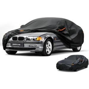 Kayme Car Cover Waterproof All Weather, Full Exterior Cover Outdoor Sun Protection with Zipper, Universal Fit for BMW E46 E36 E30, VW EOS, Nissan 350Z 370Z Versa, Hyundai Accent,etc (Up to 177 inch)