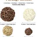 Patelai 36 Pcs Wicker Rattan Balls Decorative Balls for Vase Centerpiece Bowls Orbs Filler for Home Decor,4 Sizes(White, Wood Color, Light Tan, Coffee,2.4'',2'',1.6'',1.2'')