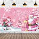 Pink Christmas Decorations Backdrop Xmas Snowman Banner Sign Pink Santa Claus Backdrop Merry Christmas Photo Background for Snowflake Winter Birthday Party Indoor Outdoor Supplies