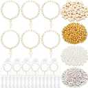 Cunno 1250 Pcs 24 Set Baptism Rosary DIY Bead Kit Baptism Favors Adjustable Rosary Making Kit Letter Beads Bag Cross Rosarios Catolicos Recuerdos De Bautizo Craft for Christening Wedding Party Favor