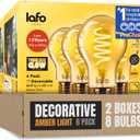 TimelessGlow 8 Pack Dimmable A19 LED Filament Bulb 5W 40W Equivalent Warm Amber 2000K E26 Base CRI80 Amber Glass Spiral Filament ETL FCC Certified Flicker Free Decorative Lighting