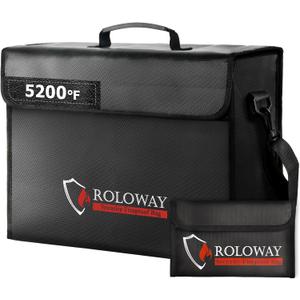 ROLOWAY Large Fireproof Bag 5200 Heat Insulated (17 x 12 x 5.8 inches), Fireproof Document Bag for Cash Safe and Document Safe