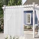 RYB HOME White Outdoor Sheer Curtains, Extra Long Rod Pocket Quick Drying Mosquito Semi Sheer Curtains for Pergola Gazebo Patio, W 84 x L 120 inches, White, 2 Panels Set