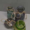 4 Pcs Stained Glass Hanging Vases Hanging Glass Planters Small Plant Terrarium Pot Containers with Rope for Garden Home Indoor Outdoor Decor, 4 Styles (Artsy)