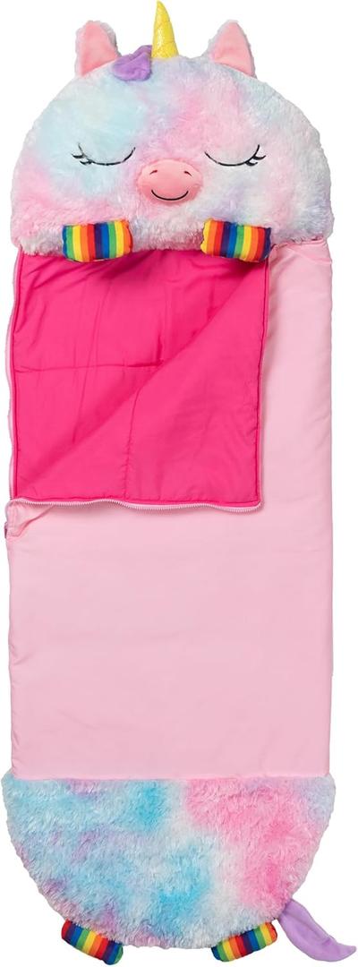 Happy Nappers: Pillow & Sleepy Sack: Large - Rainbow Unicorn - 66 x 30, 2-in-1: Plush Animal Opens Into Sleeping Bag, Soft Play Character, Kids 3+
