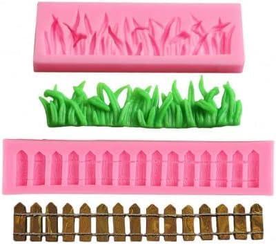 3D Grass Fence for Fondant Silicone Mold, Garden Picket Cake Decoration Fence Fondant Mold for Cake Decoration, Cupcake Topper, Polymer Clay, Candy, Chocolate, Soap Wax Making Crafting Project