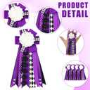 Norme 4 Pcs Mini Homecoming Decoration - 5.9" 2025 Homecoming Mum Flower & Ribbon Hand Accessories Set for Back to School Party Events Favors Supplies(Purple)