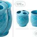 Comfify 4-Piece Bathroom Accessory Set - Ceramic Bath Set with Blue Glossy Finish - Modern Vanity Accessories Including Soap Dish, Tumbler, and Toothbrush Holder