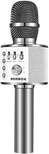 BONAOK Wireless Bluetooth Karaoke Microphone,3in1 Portable Handheld Karaoke Mic Speaker Machine Home Party Birthday for All Smartphones Q37 (Space Gray)
