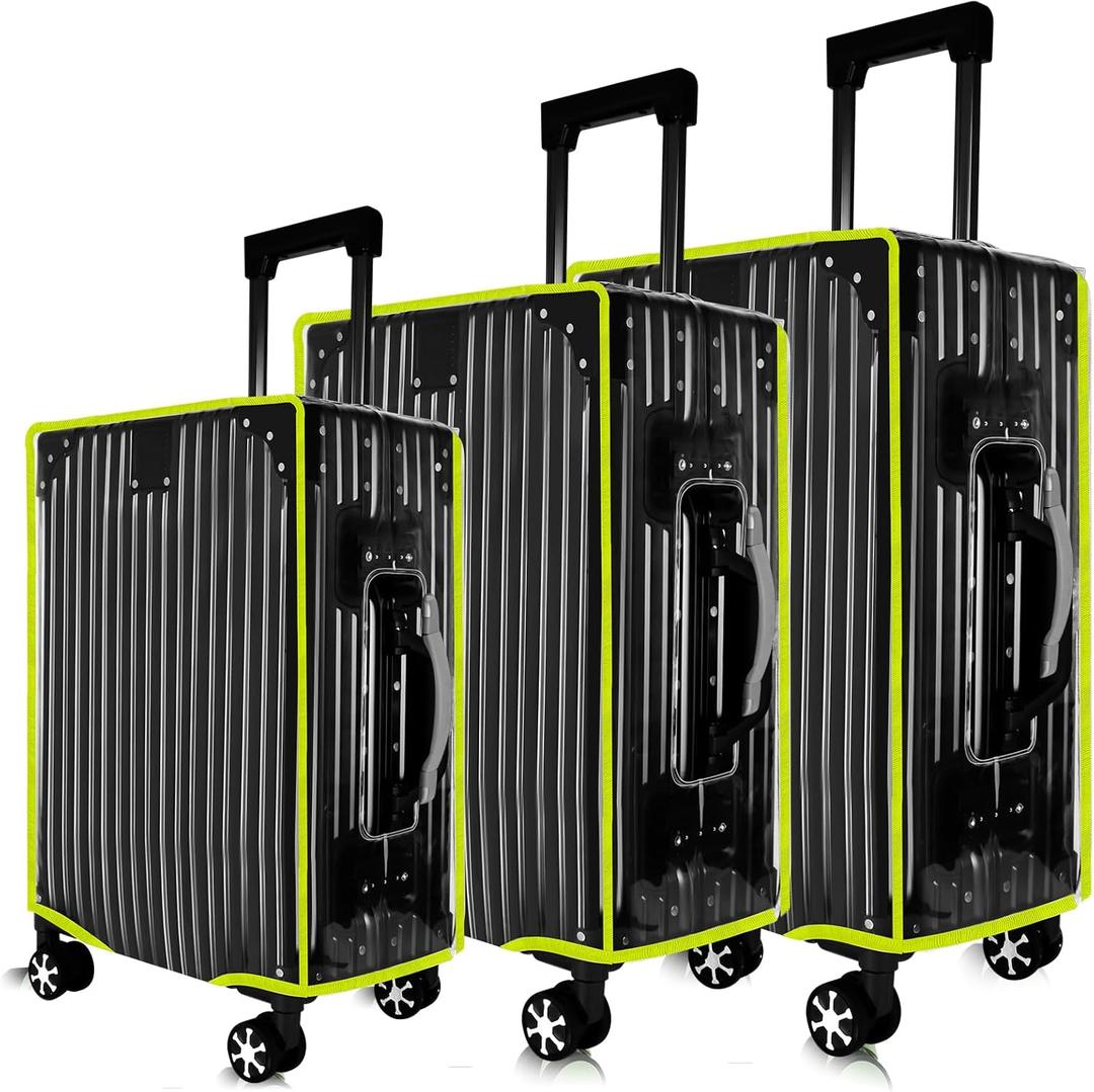 3 Pcs Thicken Clear Luggage Cover Protector, 20" 24" 28" Clear Luggage Covers for Suitcase Waterproof Dustproof Anti-scratch Travel Suitcase Covers Case for Wheeled Luggage