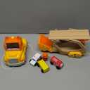 Toddler Car Toys for 2 3 4 5 Years Old Kids, Transport Carrier Truck Toy with 4 Wooden Vehicle, 24IN Foldable Track Trailer with Light & Sound Effects, Best Gift Choice for Christmas, Birthday