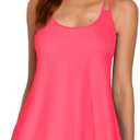 Omichic Women's Bathing Suits Swimsuits Tankini Sets for Two Piece Blouson Tank Top with Boyshorts (Pink, M)