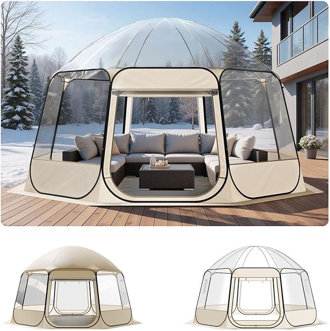 VEVOR Pop up Bubble Tent, 15 x 13.8 Ft Waterproof & UV-Resistant, Clear Camping Tent Shelter, Outdoor Garden Dome Igloo Tents with Windows, 540 Panoramic View, for 12-15 Persons Patio Backyard