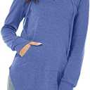 AYIFU Womens Long Sleeve Tunic Hoodies Irregular Hem Hoody Casual Solid Tops with Pocket Small