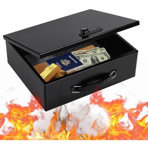 Fireproof Safe Lock Box Metal, Fire Proof Safe for Home Documents, Portable Security Box with Dual Combination and Key Lock for Personal Items,Passport, Money, X Large 13.2" x 11" x 4.13"