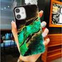 for iPhone 11 Case for Girl Women Men,Glitter Pearly Shell Luster Sparkle Bling Soft TPU Slim Thin Protective Phone Case Cover for iPhone 11 6.1,Fashion Emerald Green Gold Marble