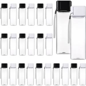 Olgaa 24 Pcs Water Bottle Bulk 16oz Kids Water Bottle Reusable Leak Portable Plastic Sports Drink Water Bottles With Handle Strap for Cycling Camping Hiking Gym Yoga (Black White)
