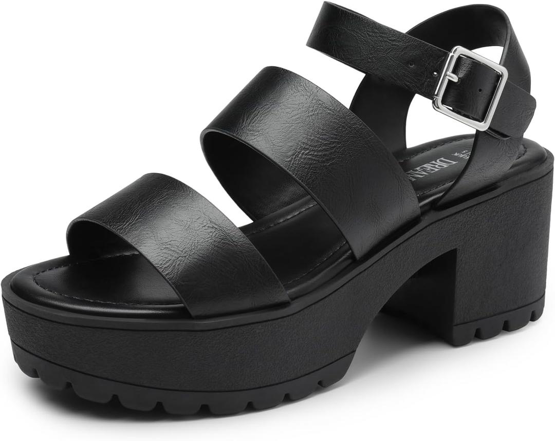 DREAM PAIRS Platform Heels for Women Lightweight Chunky Open Toe Stylish Comfortable Fisherman Sandals with Adjustable Ankle Strap 9.5