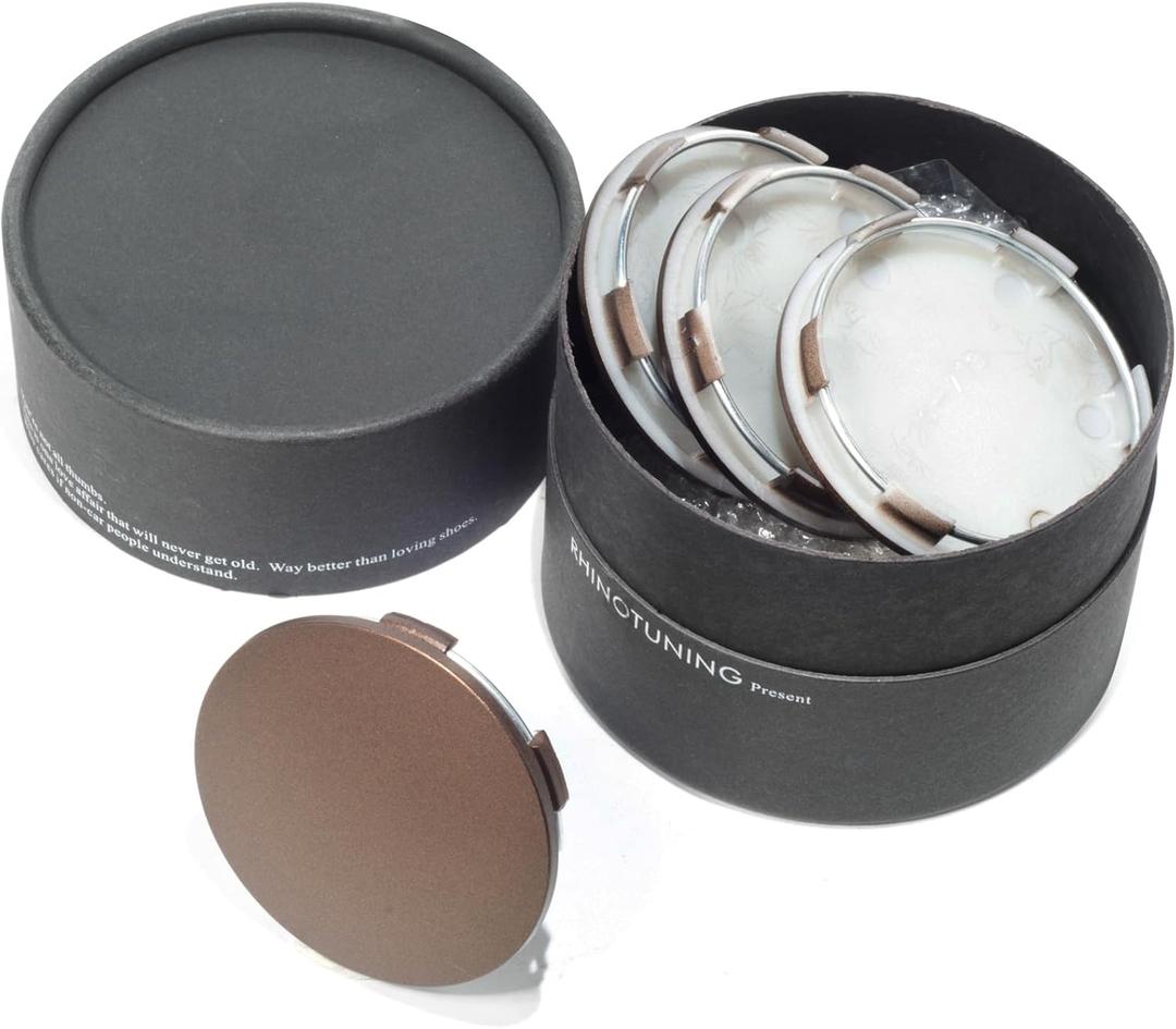 RTRHINOTUNING 65mm (2.56in) / 62mm (2.44in) Wheel Hub Center Caps Compatible with Volk Racing TE37 17" & 18" Wheel Rims Caps Metal Bronze 4 Pack A Flat Type (Brown)