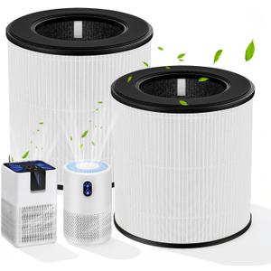 B-D02L/M05 Replacement Filter, Compatible with MOOKA B-D02L & M05, for VEWIOR B-D02U, for KOIOS B-D02L, for Tailulu D10 Air Purifiers, H13 HEPA Filter for Smoke, Odor, Dander, Pollen, 2 Pack (White (Original Filter))