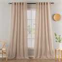 MIULEE Natural Beige Linen Curtains 108 Inches Long 2 Panels for Bedroom Living Room, Soft Linen Textured Window Drapes Semi Sheer Light Filtering Back Tab Rod Pocket Farmhouse Burlap Look Decor,  52"W x 108"L (Pack of 2), Natural Beige