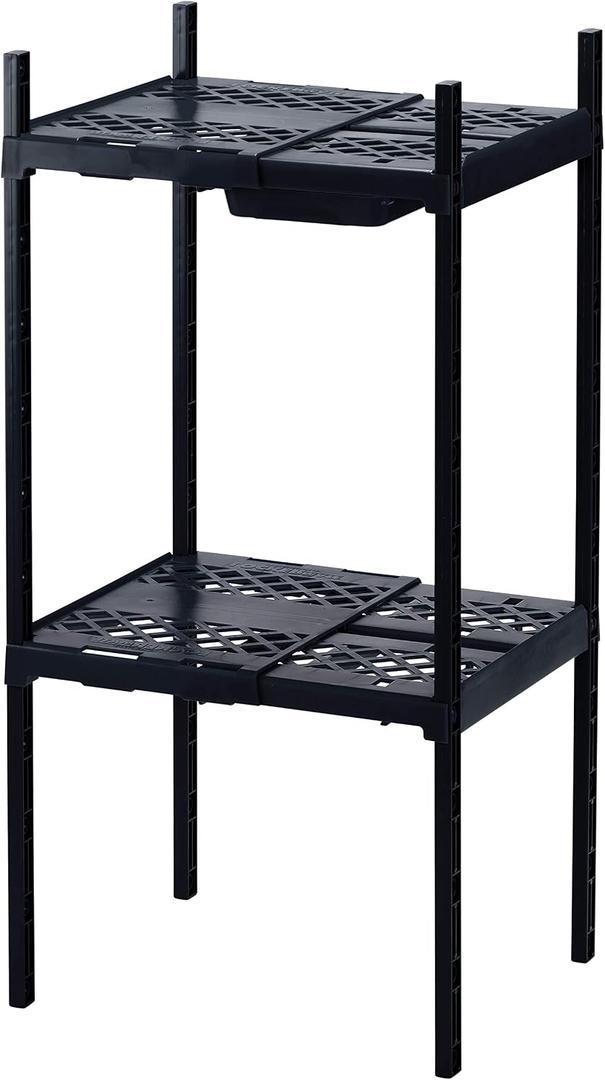 LockerMate Double Locker Shelf, Adjustable Width and Height to Fit Most School Lockers, Black, 27 inches x 1 inch x 2 inches