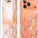 GVIEWIN for iPhone 17 Pro Case with Screen Protector, Upgraded [Full Camera Protection] [Non Yellowing] Floral Slim Shockproof Clear Women Phone Cover for iPhone 17 Pro 6.3" (Floratopia/Colorful)