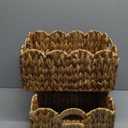 StorageWorks Scalloped Edge Wicker Basket, Hand-woven Rattan Baskets with Built-in Handles, Water Hyacinth Basket for Organizing and Decor, 2 Pack (15" L x 11" W x 7" H)