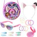 Gabby's Dollhouse Girls Purse, Shoulder Bag with Hair Accessories and Sunglasses - Gifts for Girls, Pink/Purple