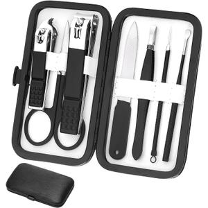 Nail Clippers Set Professional Manicure Set Grooming Kits Stainless Steel Travel Manicure Pedicure Kit Nail Care Tools Nail Kit with Travel Case Personal Care Tools Gifts for Men Women (Black and White)