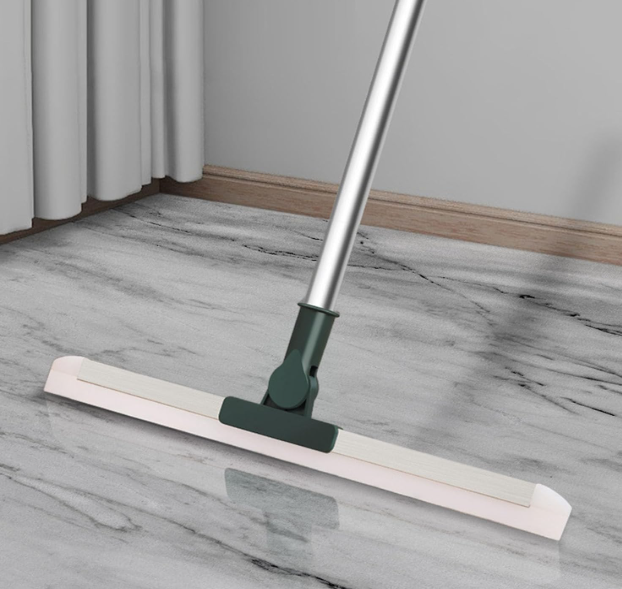 Generic Multifunction Floor Broom,Household Silicone Wiper Floor Squeegee Perfect for Kitchen Shower Tile Pet Hair,Long Handle Anti-Static Household (M), Medium, Green, 42cm